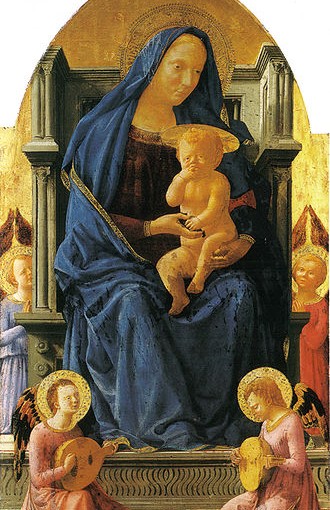 Masaccio: Polittico di Pisa - Madonna in trono col bambino e angeli, cm. 73 National Gallery di Londra.